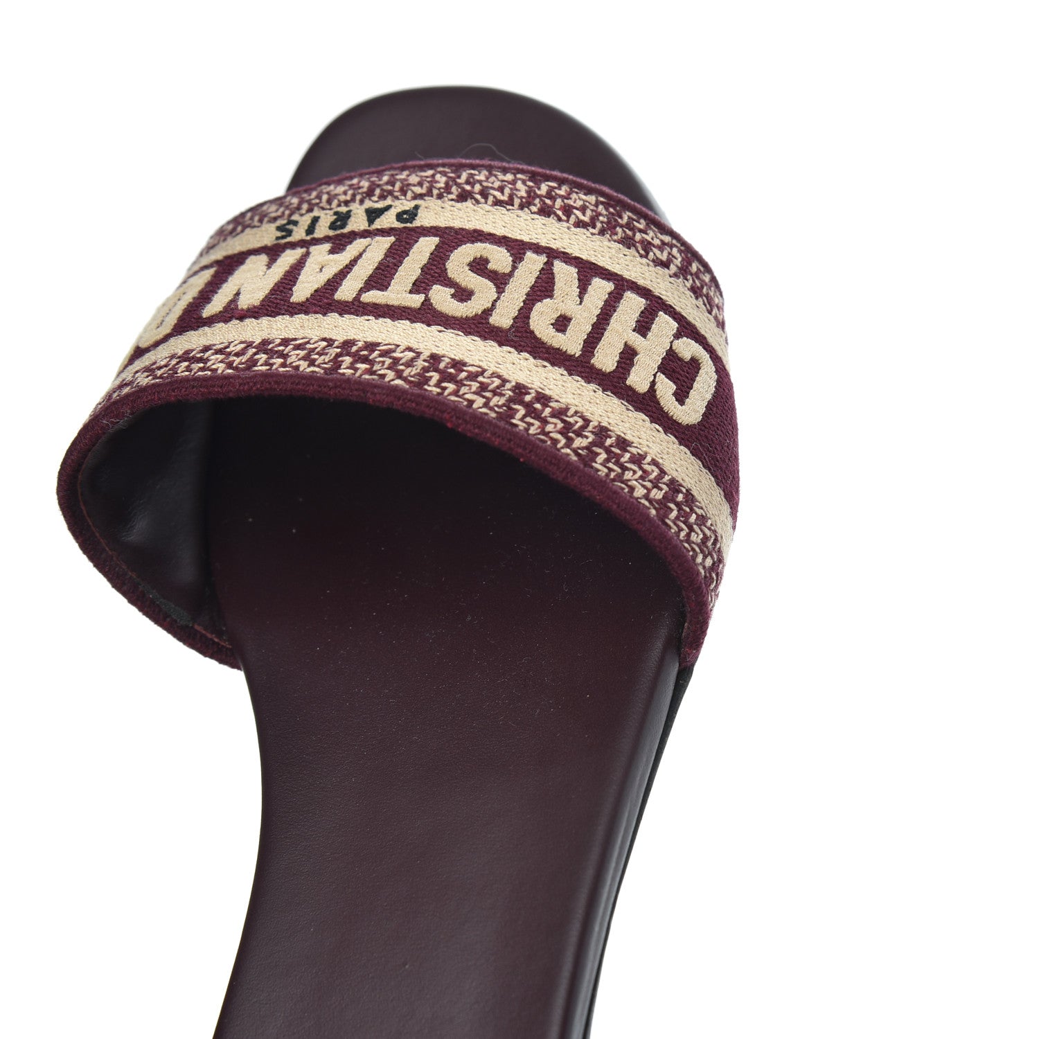 Christian Dior Canvas Embroidered Dway Mules Slide Sandals 40 Burgundy 9 of 16