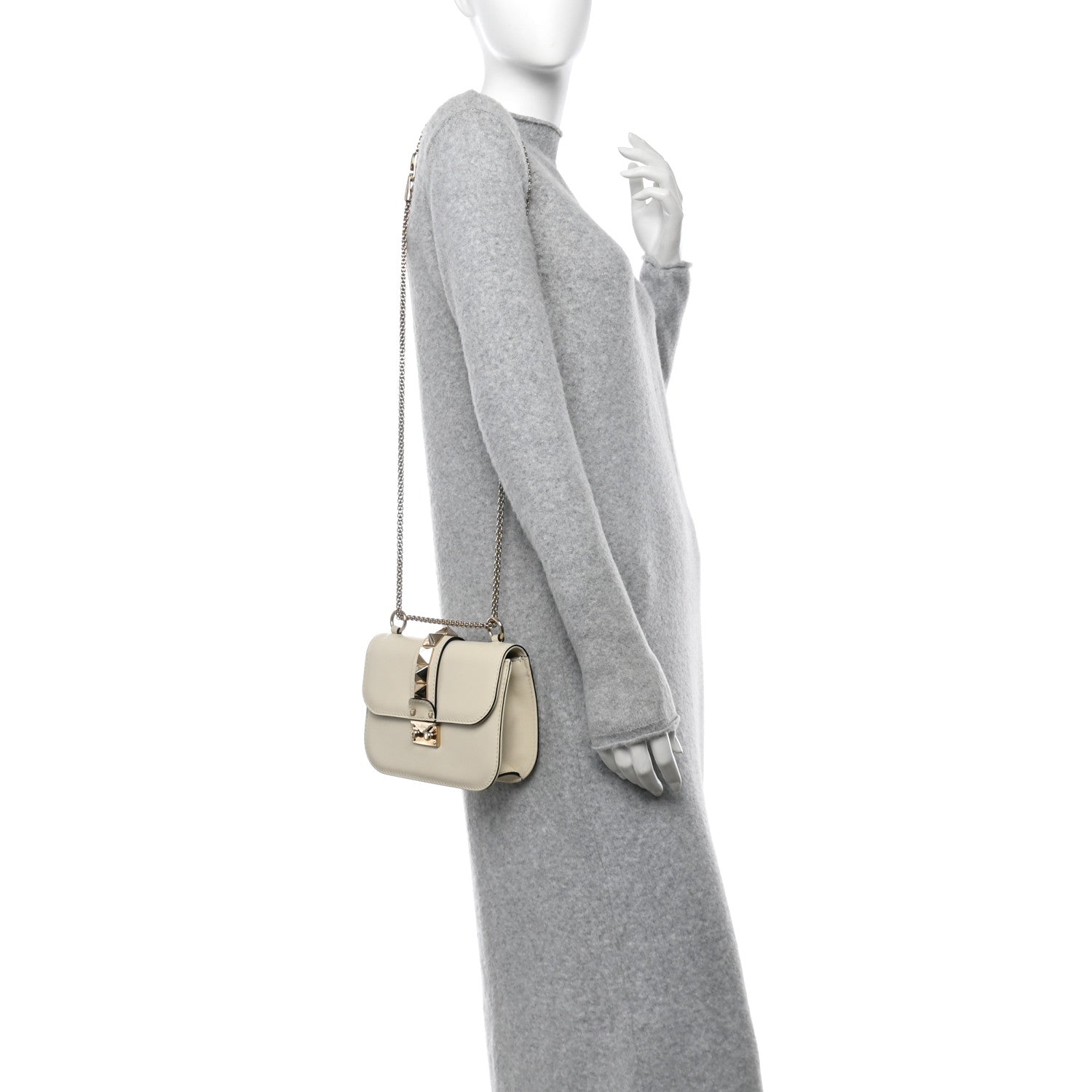 Valentino Garavani Vitello Small Glam Lock Rockstud Flap Ivory 2 of 12