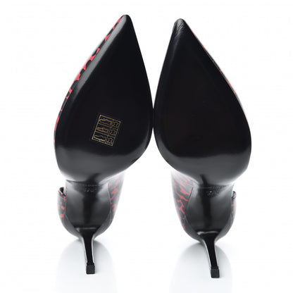 Saint Laurent Calfskin Heart Print D'Orsay Paris 105 Pumps 37.5 Pink 8 of 9