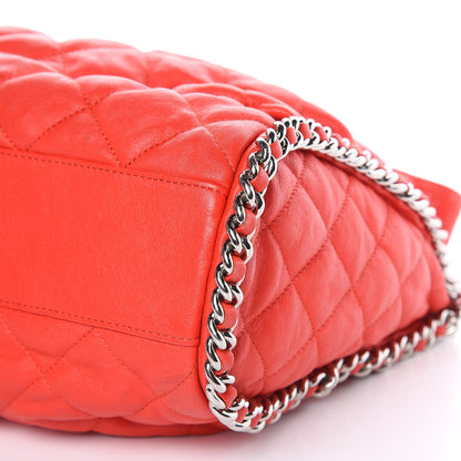 Chanel Washed Lambskin Chain Around Hobo Red 10 of 10