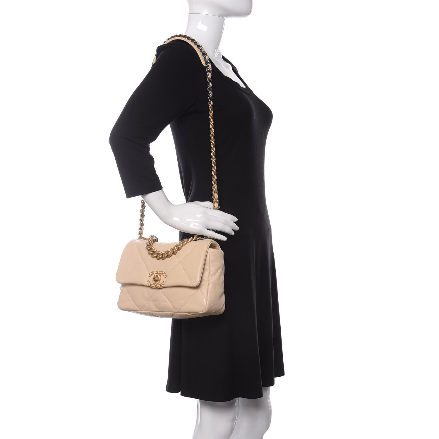 Chanel Lambskin Quilted Medium Chanel 19 Flap Beige 2 of 10