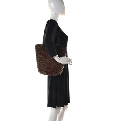 Saint Laurent Raffia Calfskin Small Panier Tote Dark Chocolate 2 of 11