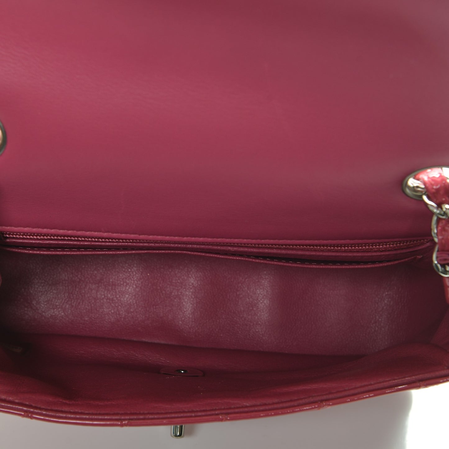 Patent Quilted Mini Rectangular Flap Fuchsia