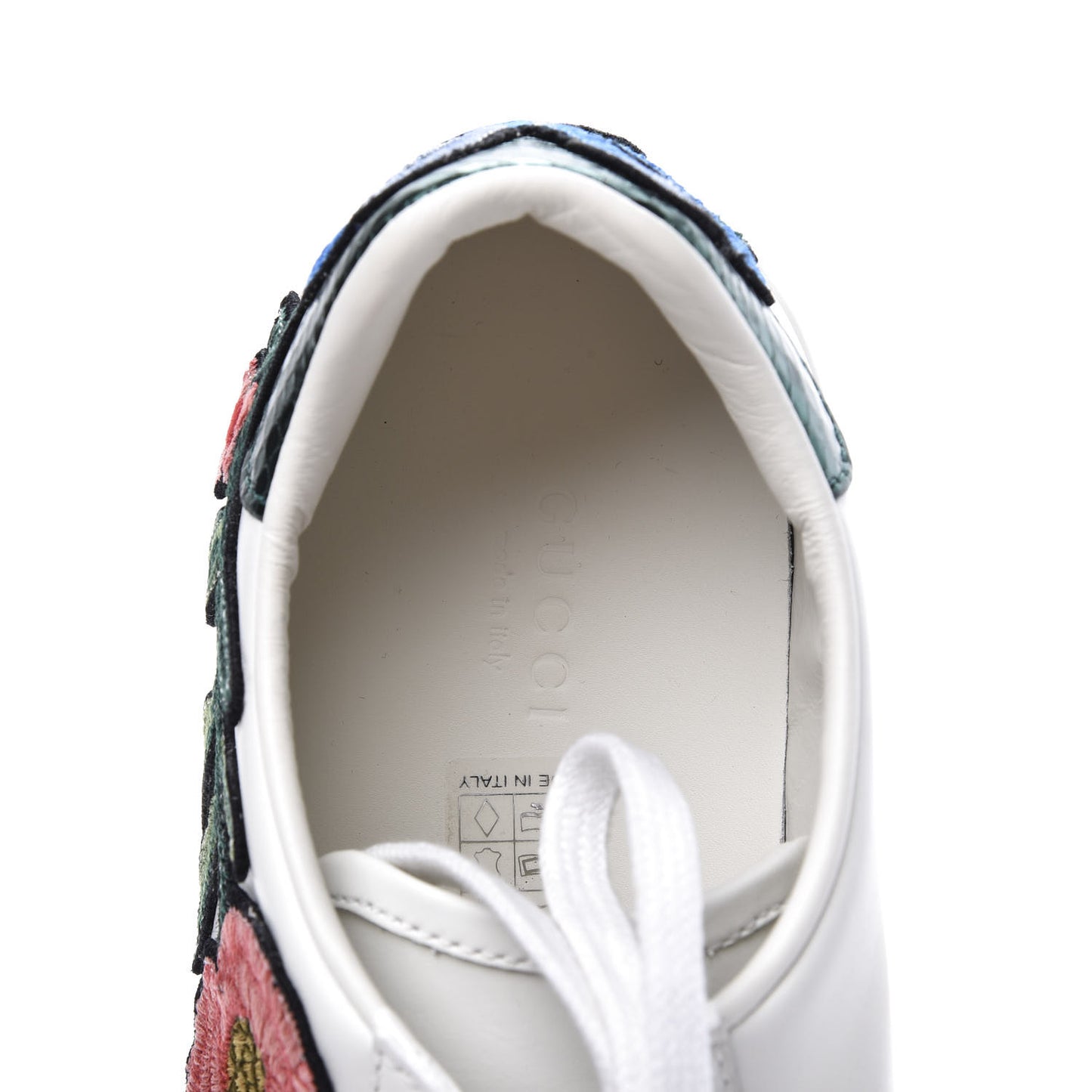 Calfskin Web Floral Embroidered Womens Ace Sneakers 39 White