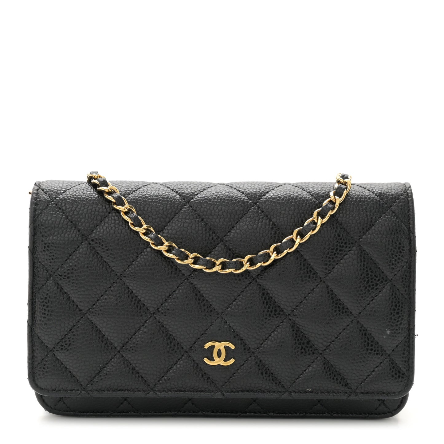 Caviar Quilted Wallet on Chain WOC Black