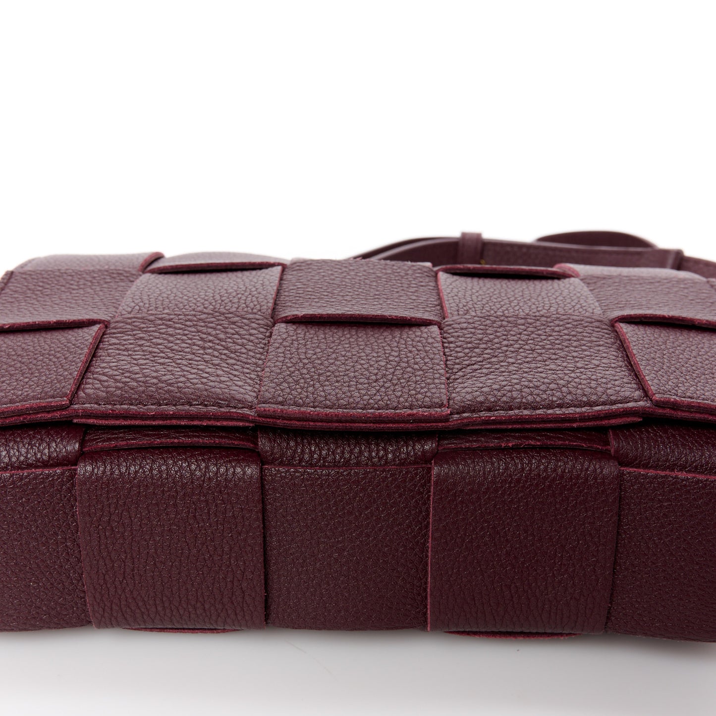 Grained Calfskin Maxi Intrecciato Cassette Crossbody Bag Bordeaux