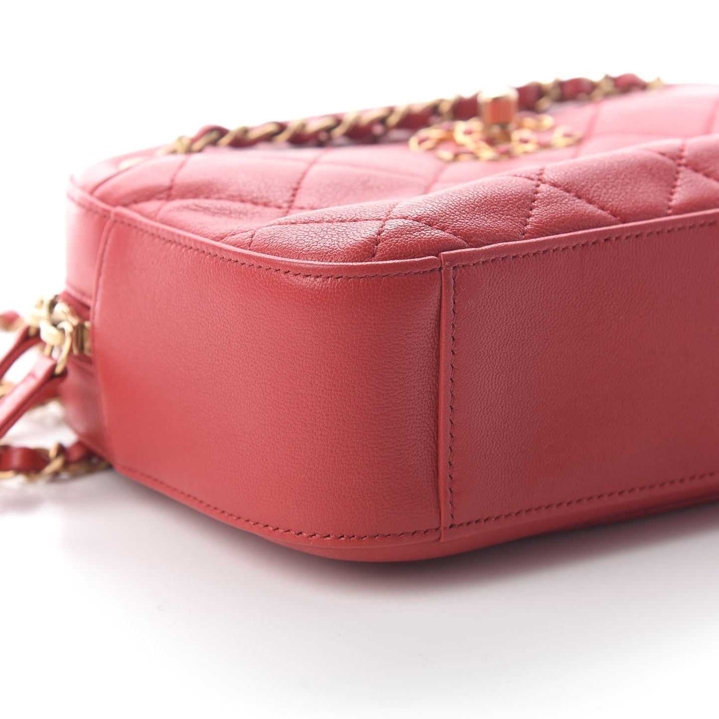 Goatskin Quilted Chanel 19 Camera Case Pink
