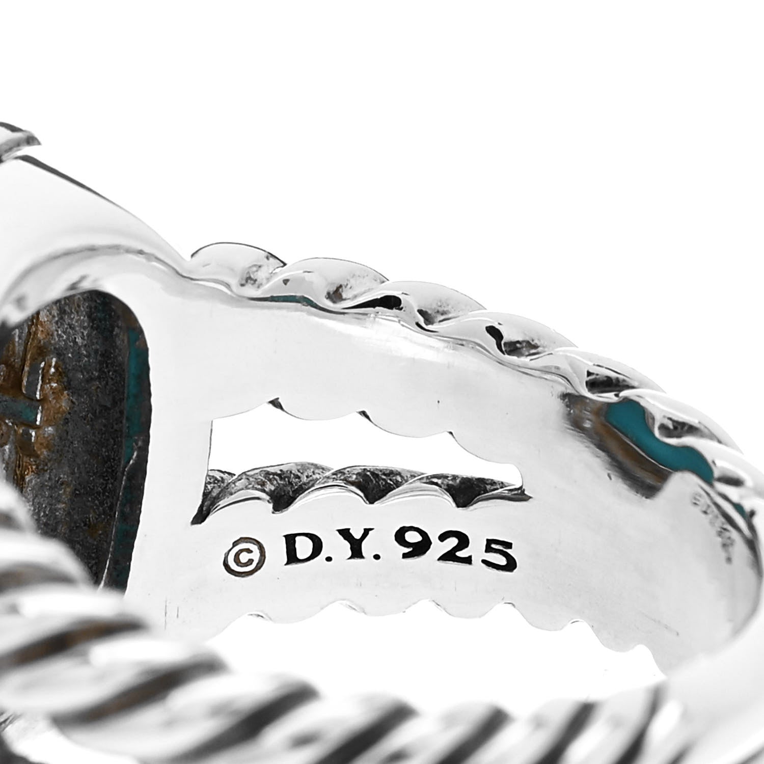 David Yurman Sterling Silver Diamond Turquoise 11mm Albion Ring 52 6 5 of 6