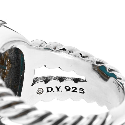 David Yurman Sterling Silver Diamond Turquoise 11mm Albion Ring 52 6 5 of 6