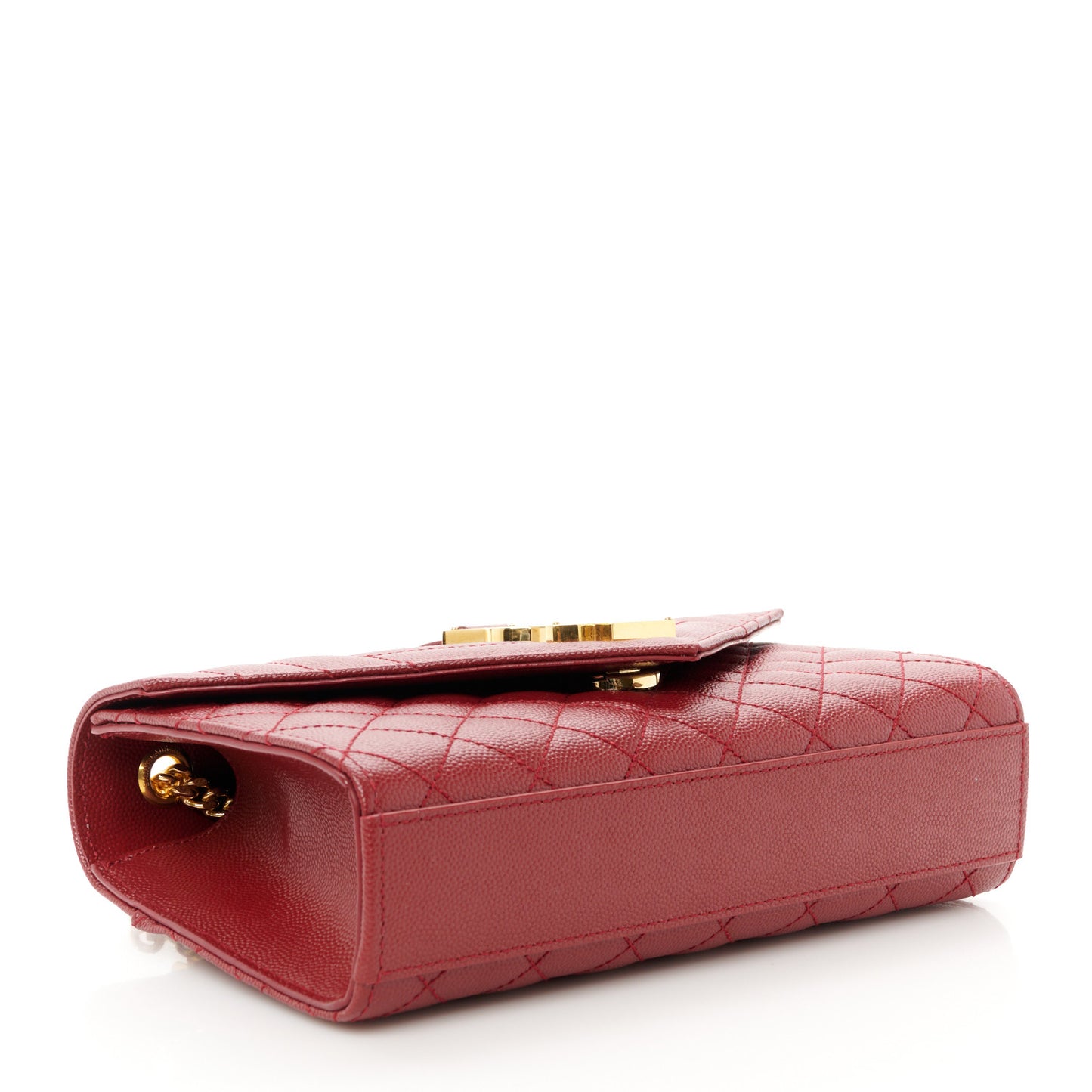 Grain De Poudre Textured Mixed Matelasse Triquilt Small Monogram Satchel Red