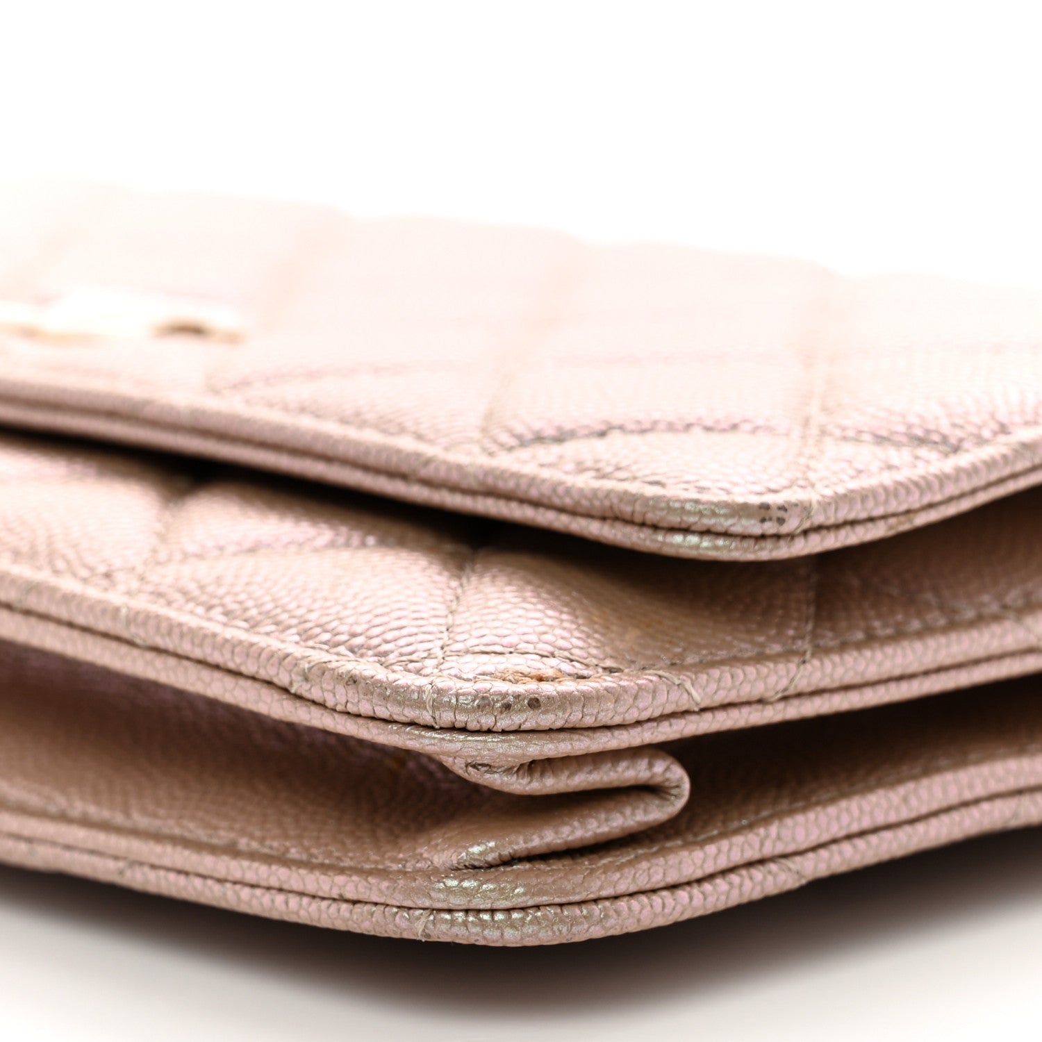Chanel Iridescent Caviar Quilted Wallet On Chain WOC Beige 12 of 13