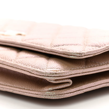 Chanel Iridescent Caviar Quilted Wallet On Chain WOC Beige 12 of 13