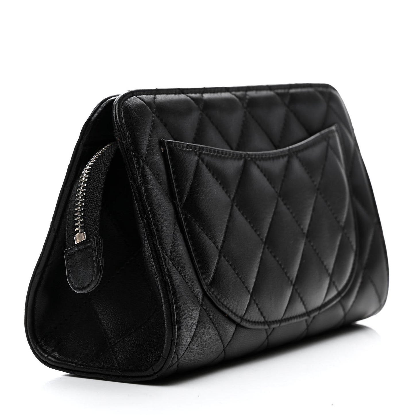Lambskin Quilted Cosmetic Case Black