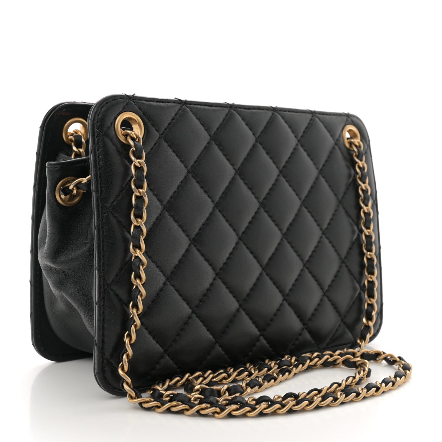 Chanel Calfskin Quilted Small CC Chain Accordion Tote Black 2 of 12