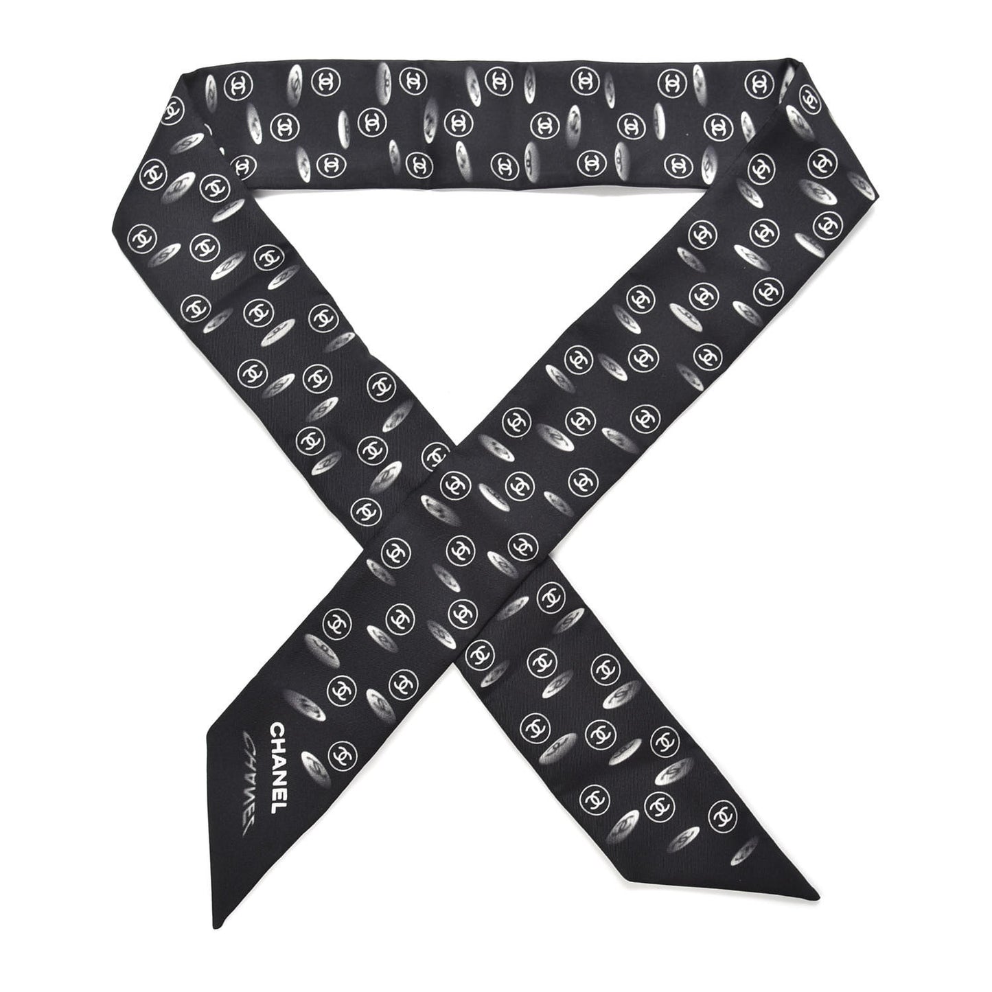 Silk CC Slim Bandeau Scarf Black