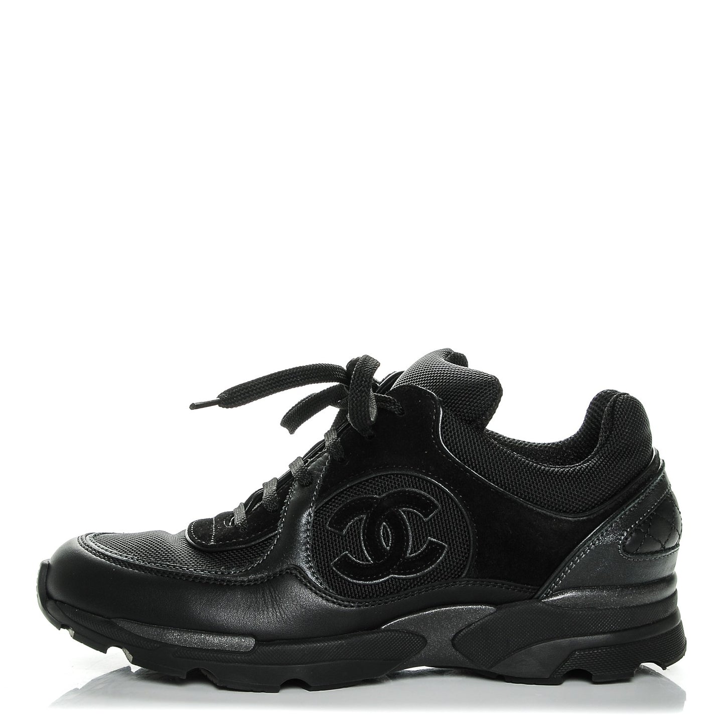 Suede Calfskin CC Sneakers 36 Black