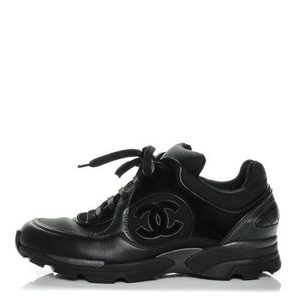 Chanel Suede Calfskin CC Sneakers 36 Black 1 of 8