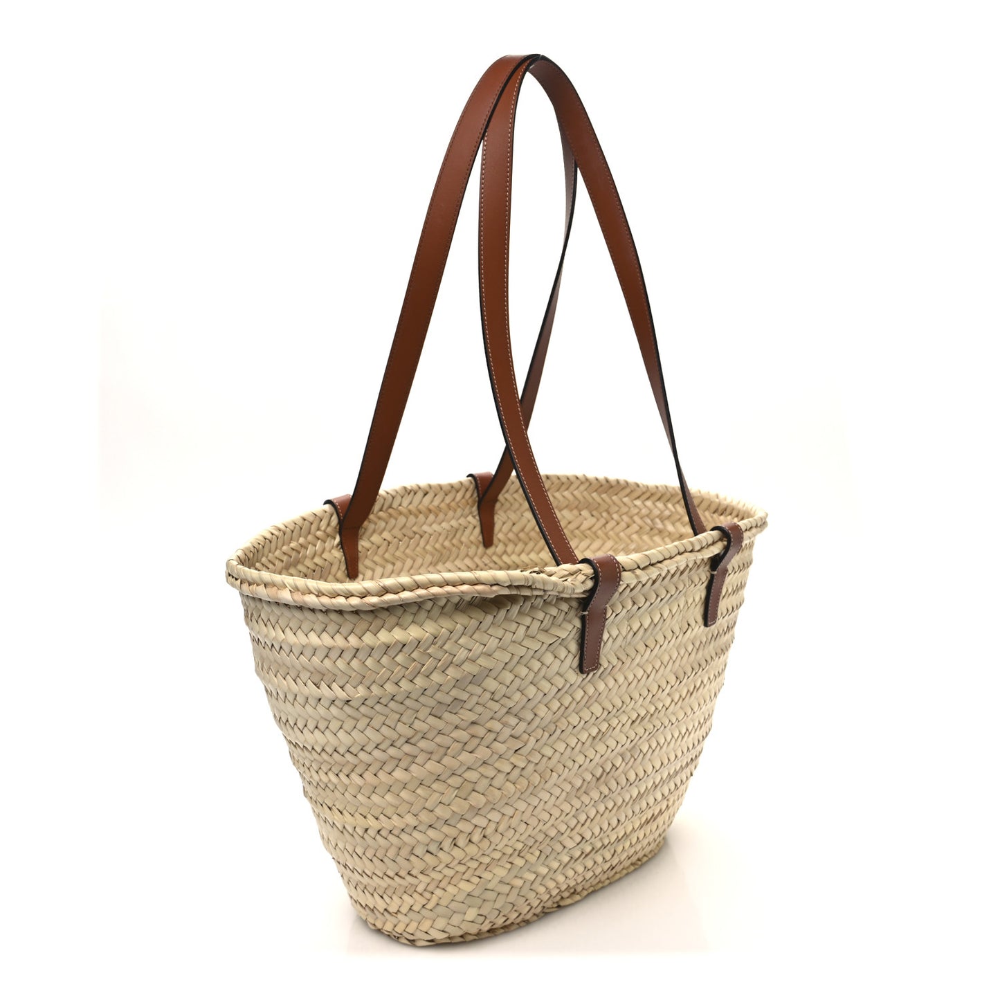 Raffia Calfskin Triomphe Medium Panier Tan