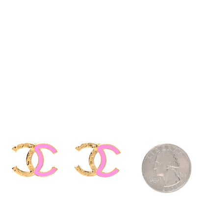 Chanel Enamel CC Earrings Pink Gold 2 of 4