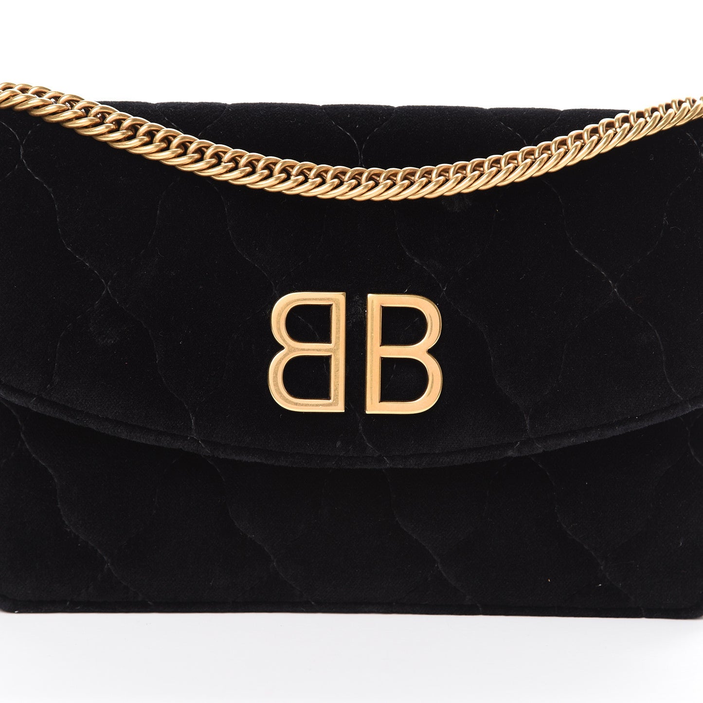 Velvet Mattress Quilted BB Wallet On Chain Black
