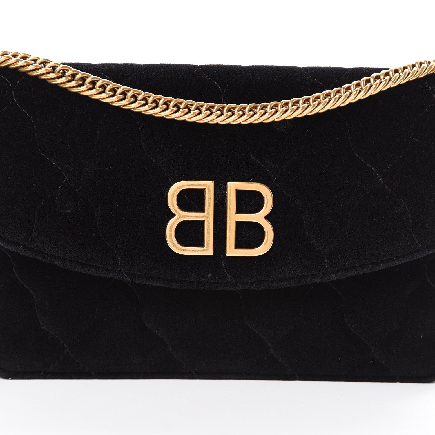 Balenciaga Velvet Mattress Quilted BB Wallet On Chain Black 7 of 13