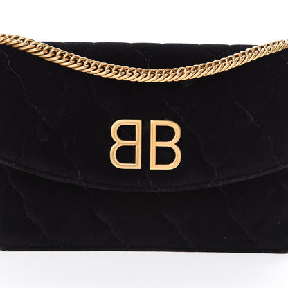 Balenciaga Velvet Mattress Quilted BB Wallet On Chain Black 7 of 13