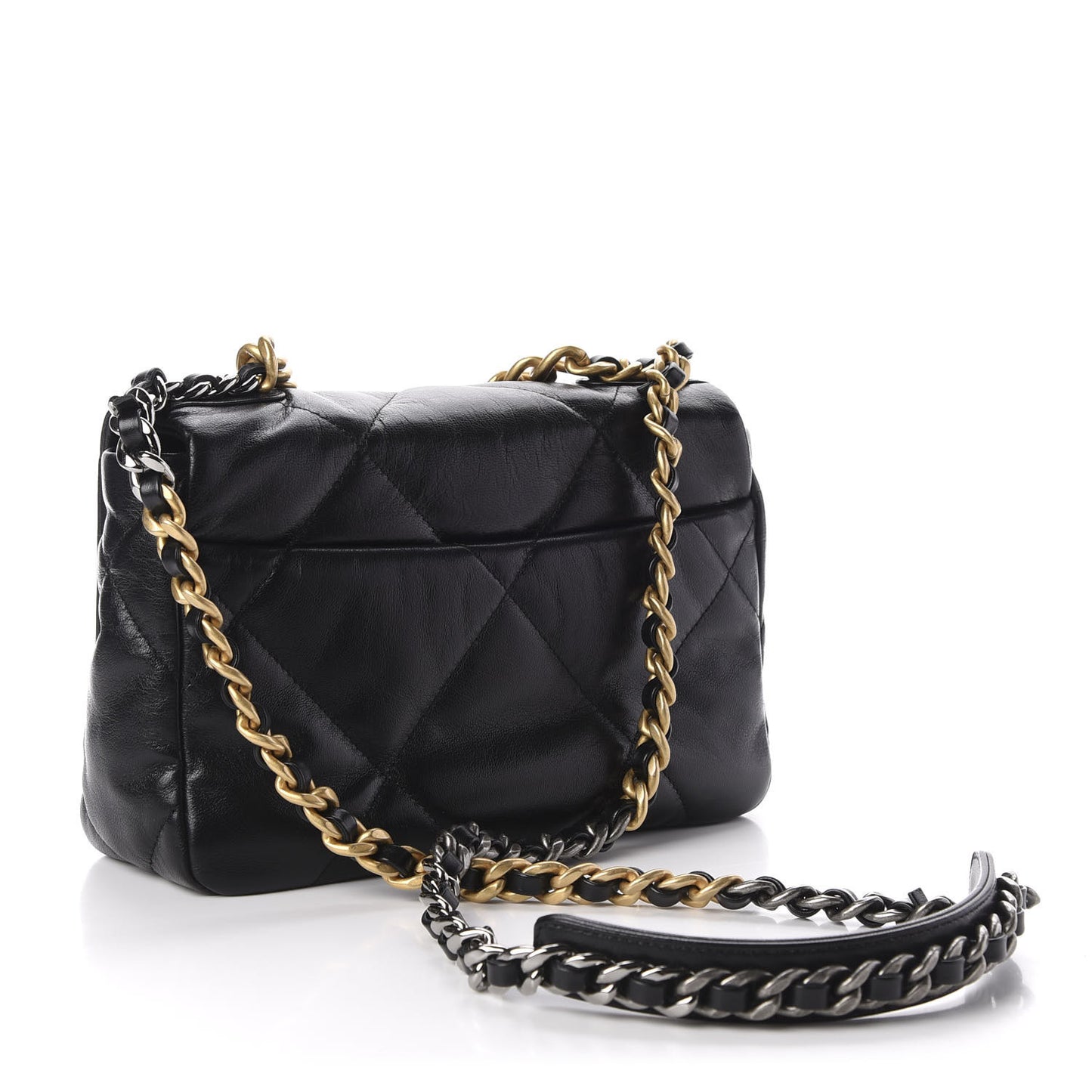 Goatskin Quilted Medium 19 Flap Black