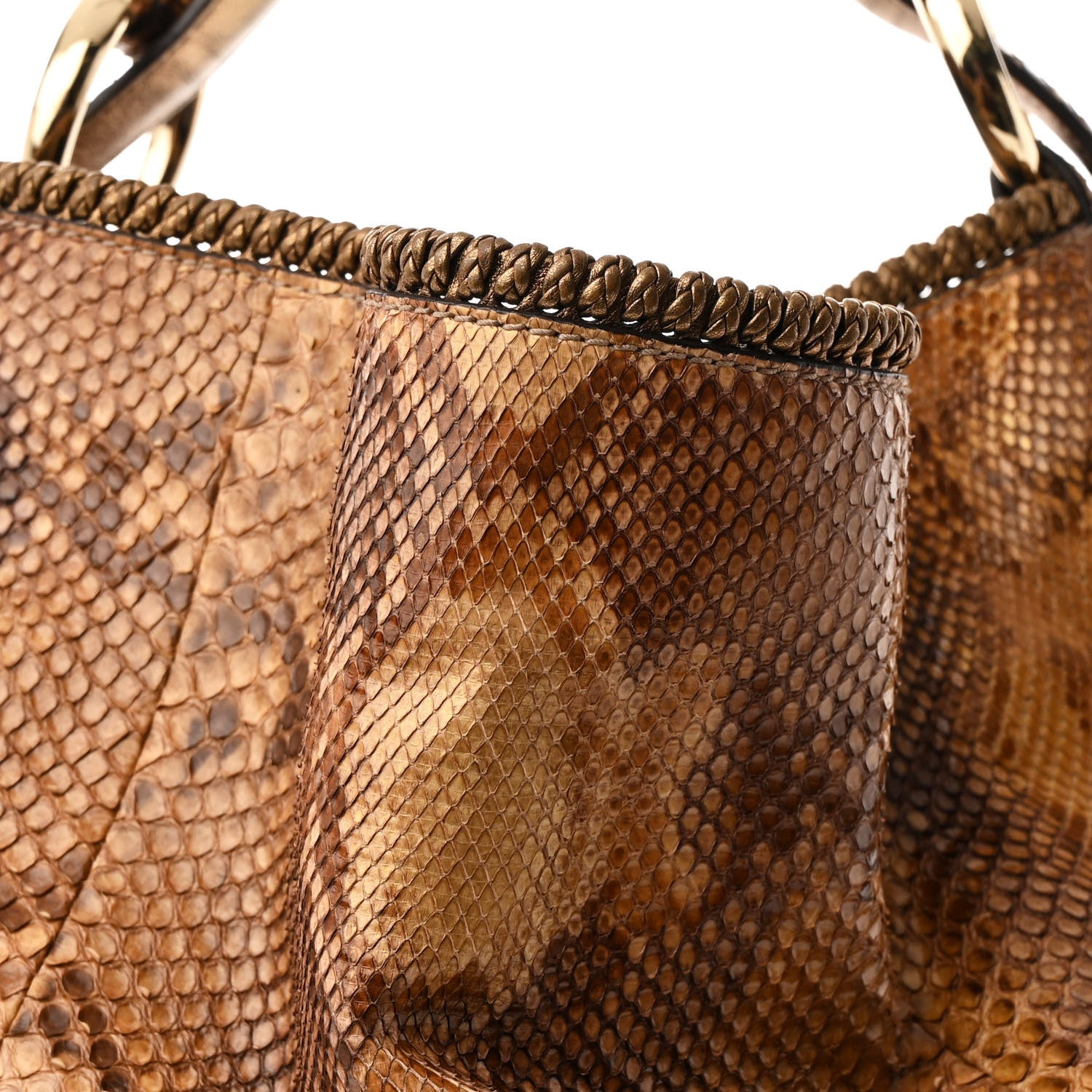 Gucci Snakeskin Large Horsebit Chain Hobo Gold 8 of 11