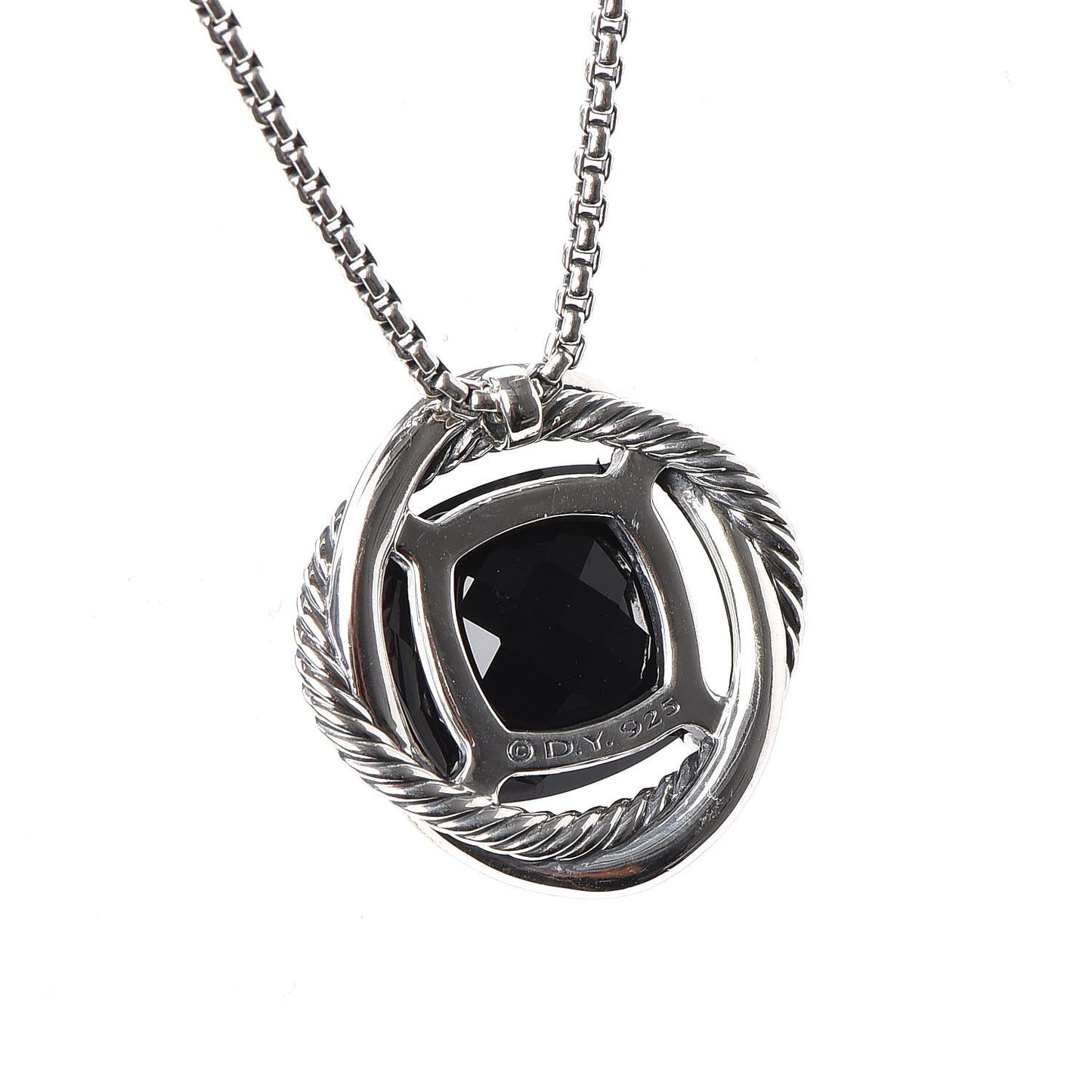 Sterling Silver Black Onyx 14mm Infinity Pendant Necklace
