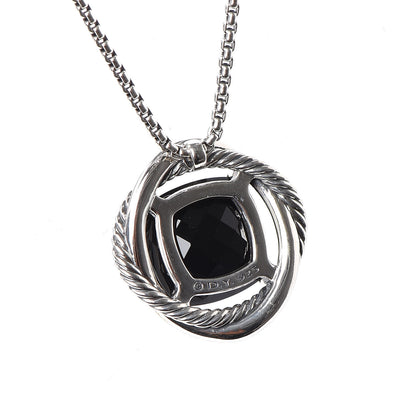 David Yurman Sterling Silver Black Onyx 14mm Infinity Pendant Necklace 5 of 6