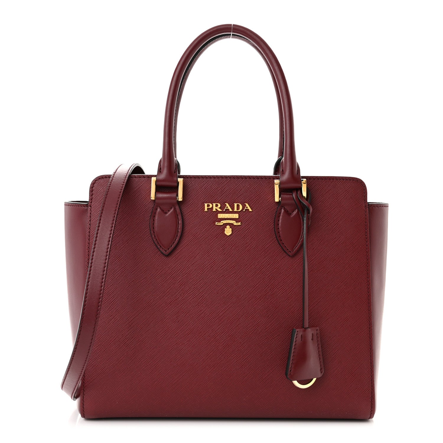 Prada Saffiano Soft Calfskin Small Zippered Tote Cerise 1 of 12