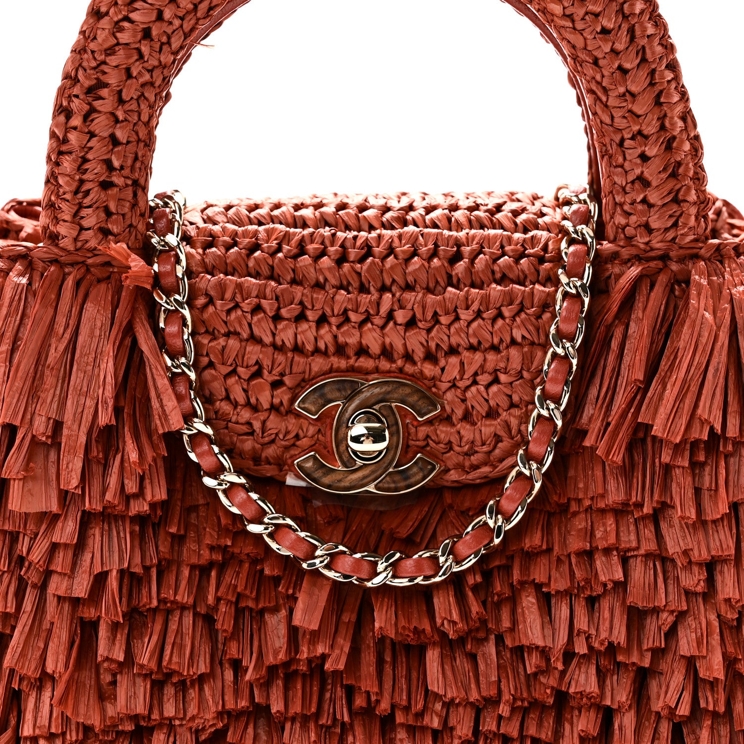 Chanel Raffia Fringe Nano Kelly Shopper Red 8 of 10