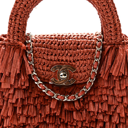 Chanel Raffia Fringe Nano Kelly Shopper Red 8 of 10