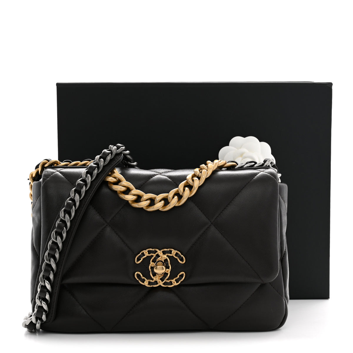 Lambskin Quilted Medium Chanel 19 Flap Dark Brown