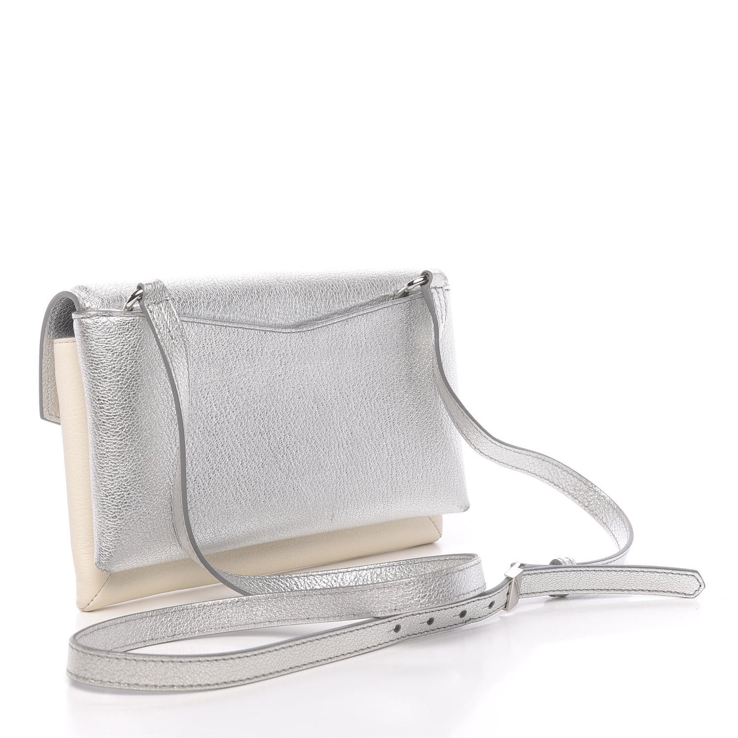 Calfskin Duetto Crossbody Bag Silver