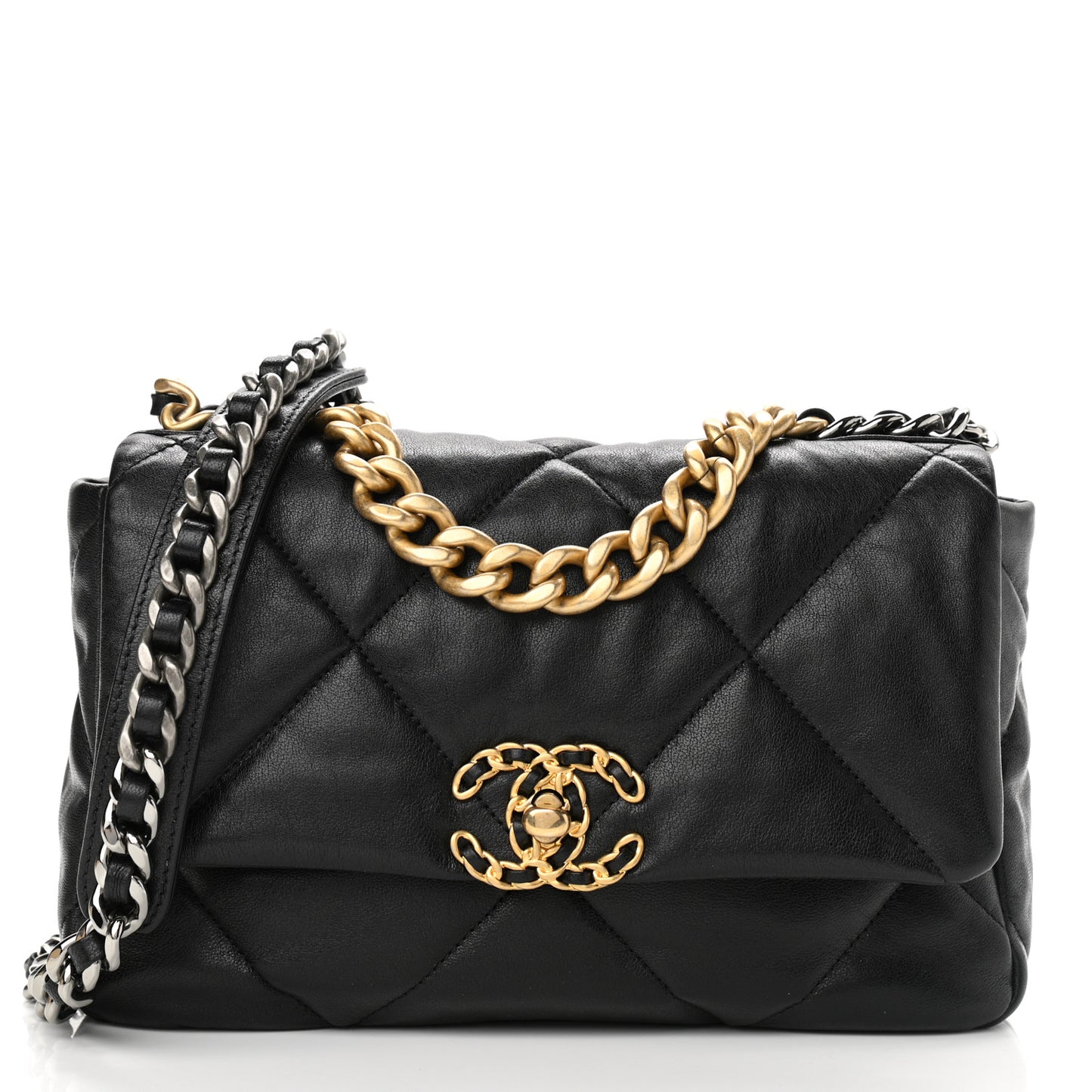 Lambskin Quilted Medium Chanel 19 Flap Black