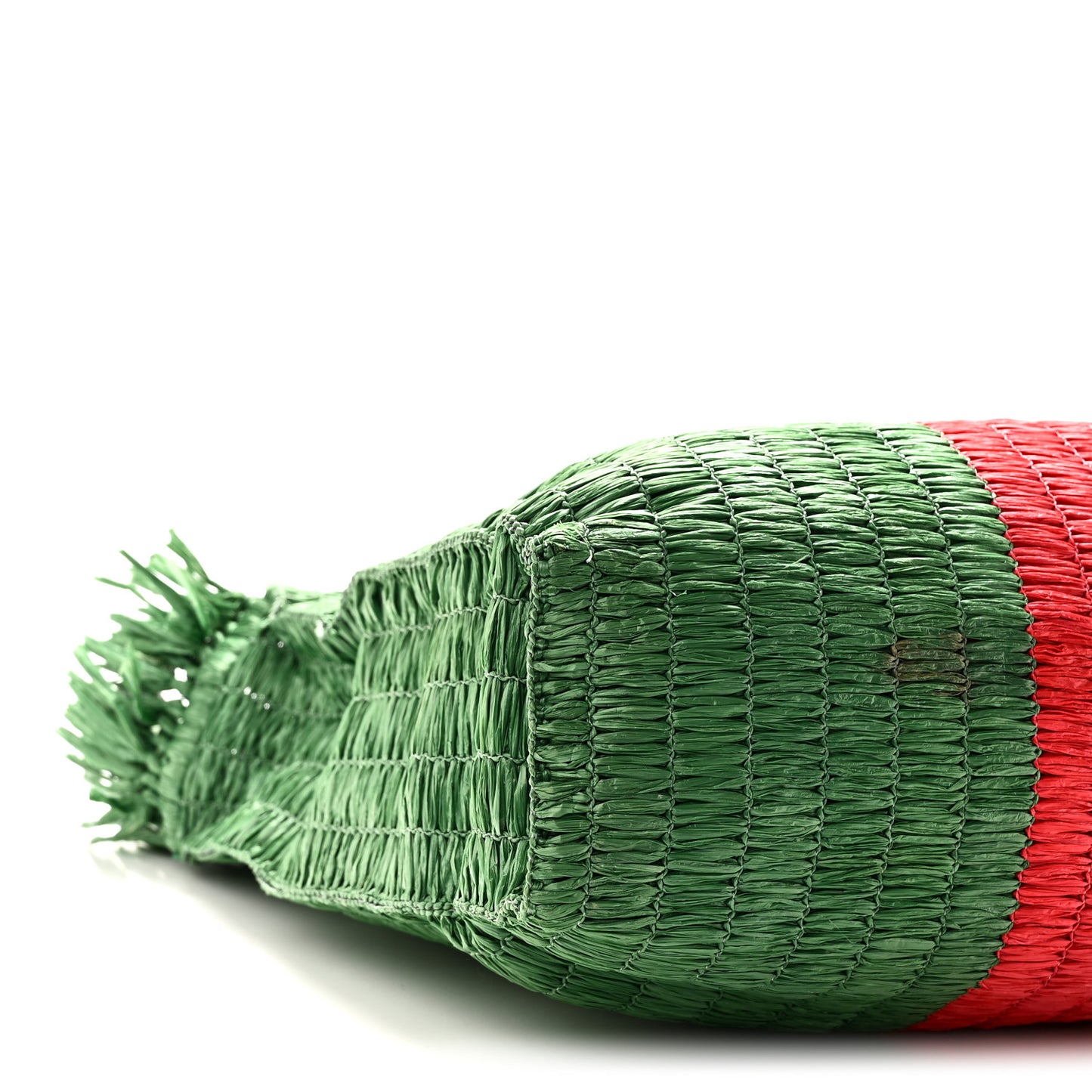 Raffia Linen Web Cestino Tote Bag Red Green