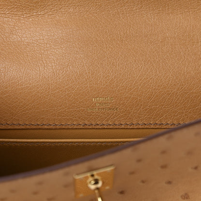 Hermes Ostrich Kelly Pochette Tabac Camel 8 of 10