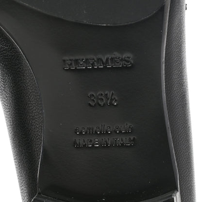 Hermes Goatskin Womens Paris Loafers 36.5 Black 6 of 9