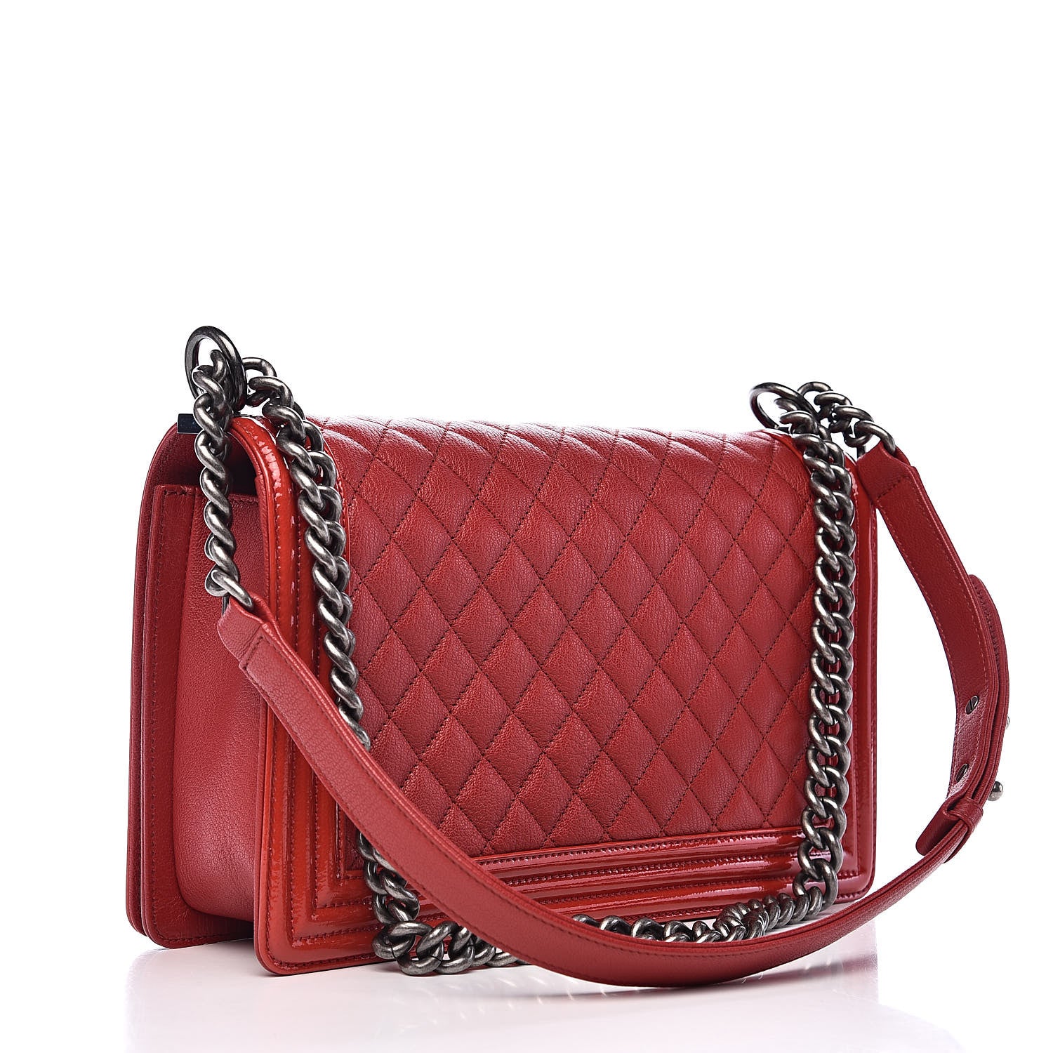 Chanel Patent Goatskin Quilted New Medium Boy Flap Red 3 of 11