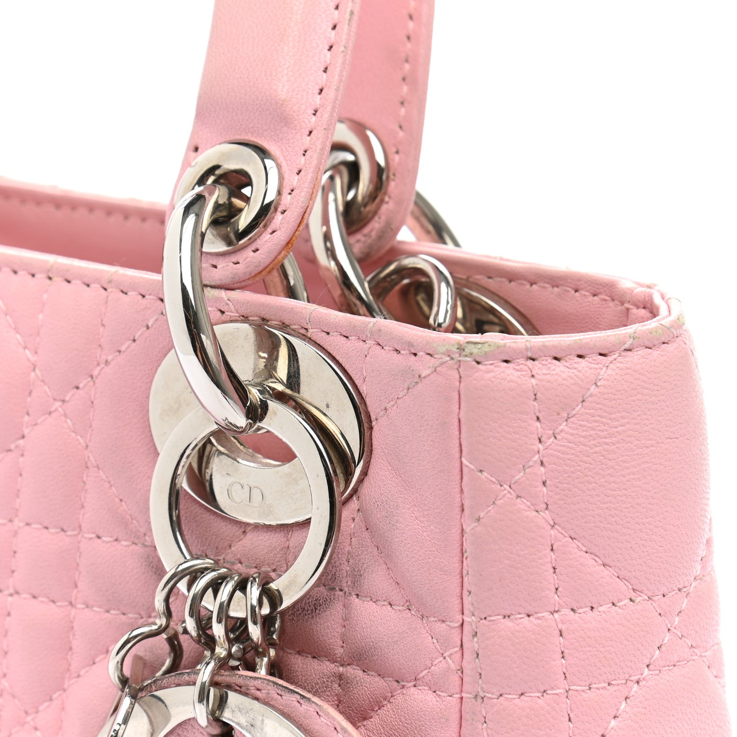Lambskin Cannage Mini Lady Dior Rose Clair