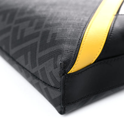 Fendi Glazed Fabric Vitello Liberty FF 1974 Diagonal Medium East West Messenger Black Sunflower 8 of 16