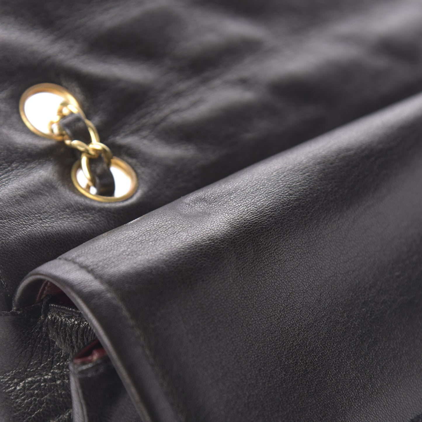 Lambskin Quilted Medium Double Flap Black