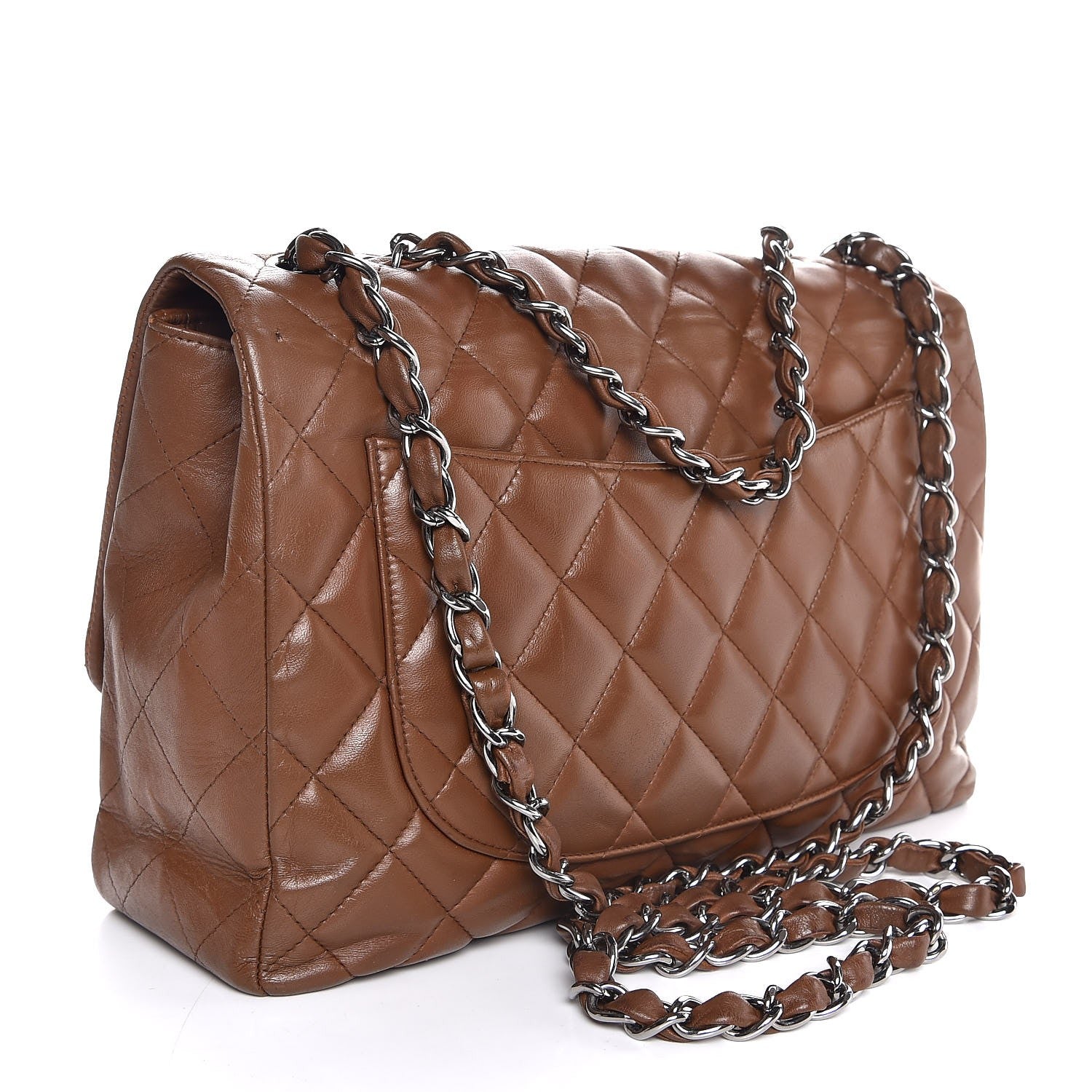 Chanel Lambskin Quilted Jumbo Single Flap Brown 3 of 7
