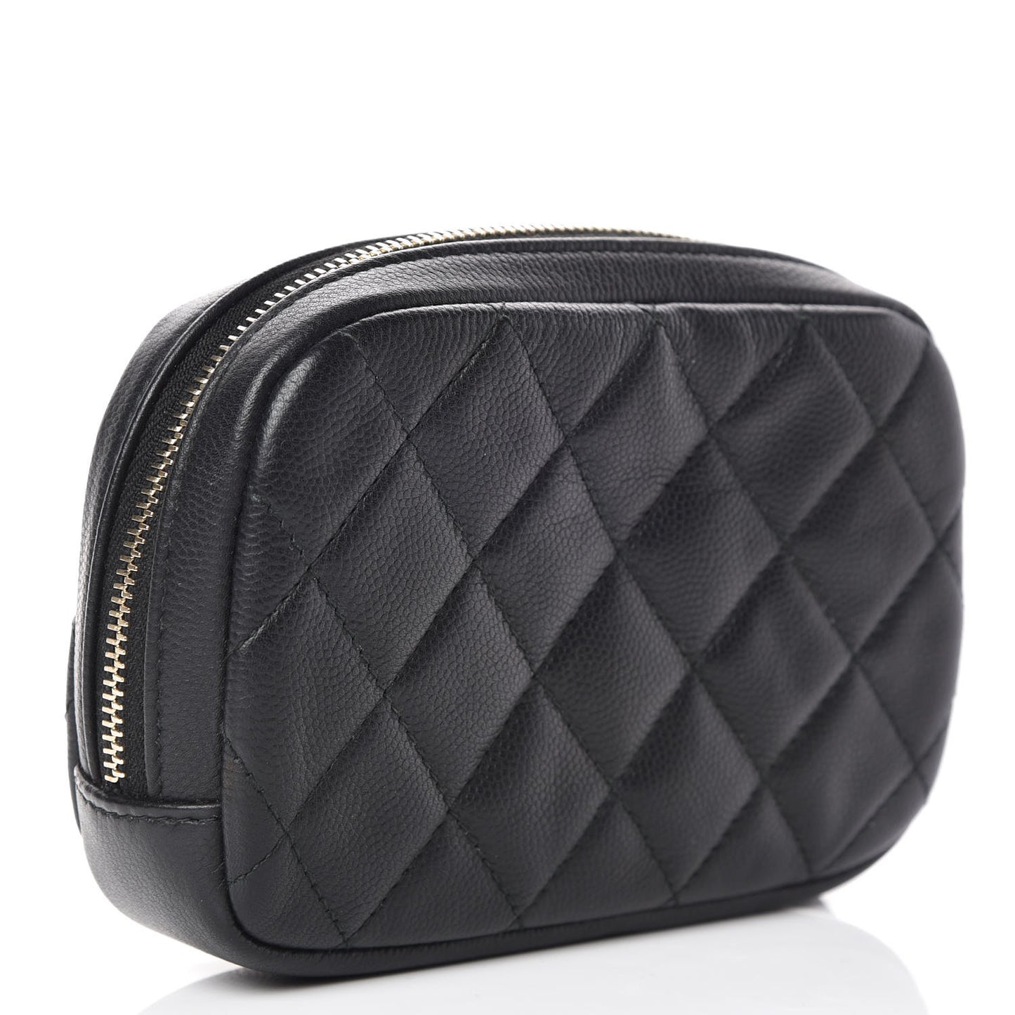 Caviar Quilted Small Curvy Pouch Cosmetic Case Black