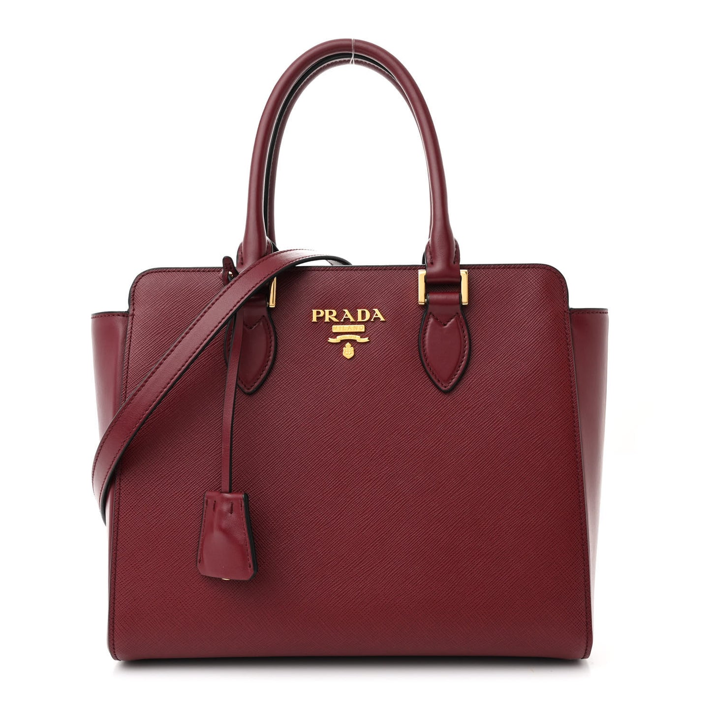 Saffiano Soft Calfskin Small Zippered Tote Cerise