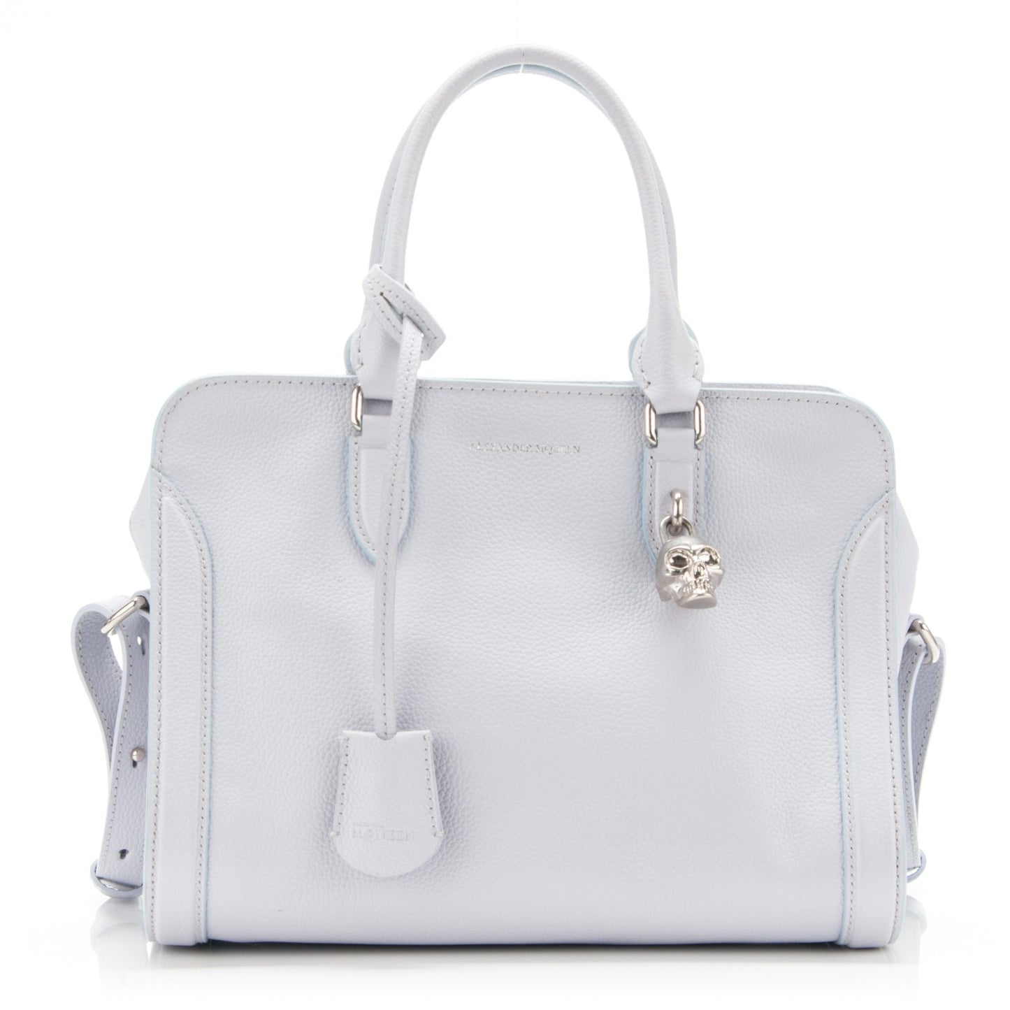 Pebbled Calfskin Small Skull Padlock Zip Around Tote Lavender