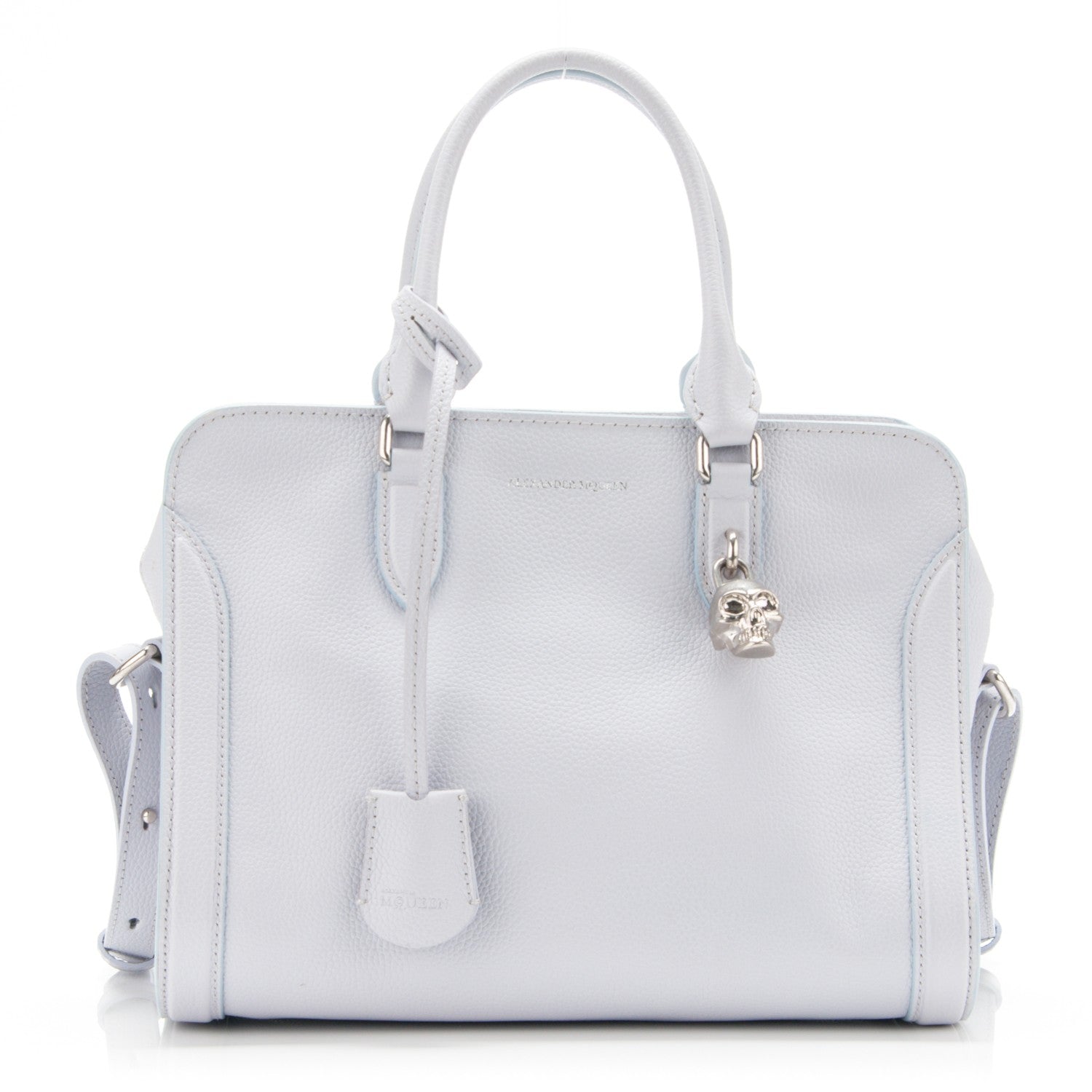 Alexander McQueen Pebbled Calfskin Small Skull Padlock Zip Around Tote Lavender 1 of 7