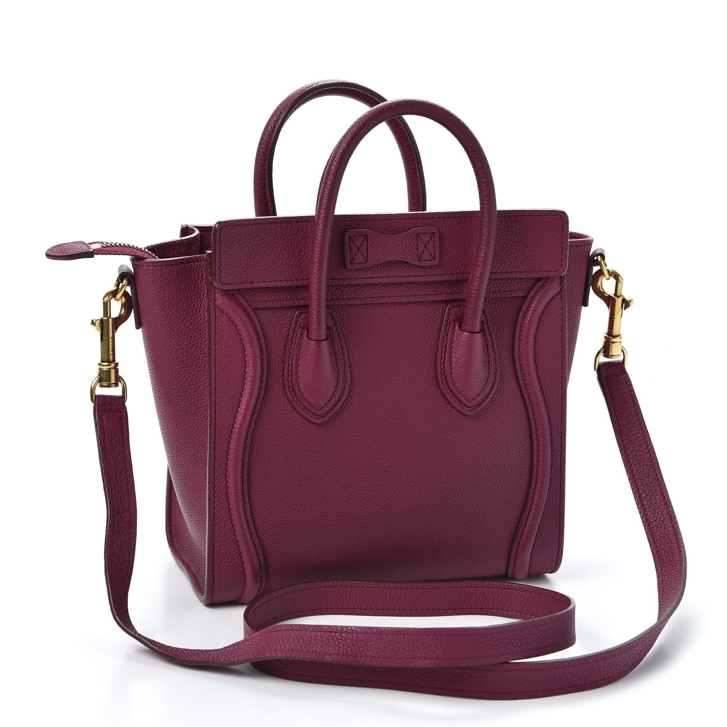 Celine Drummed Calfskin Nano Luggage Plum 2 of 10