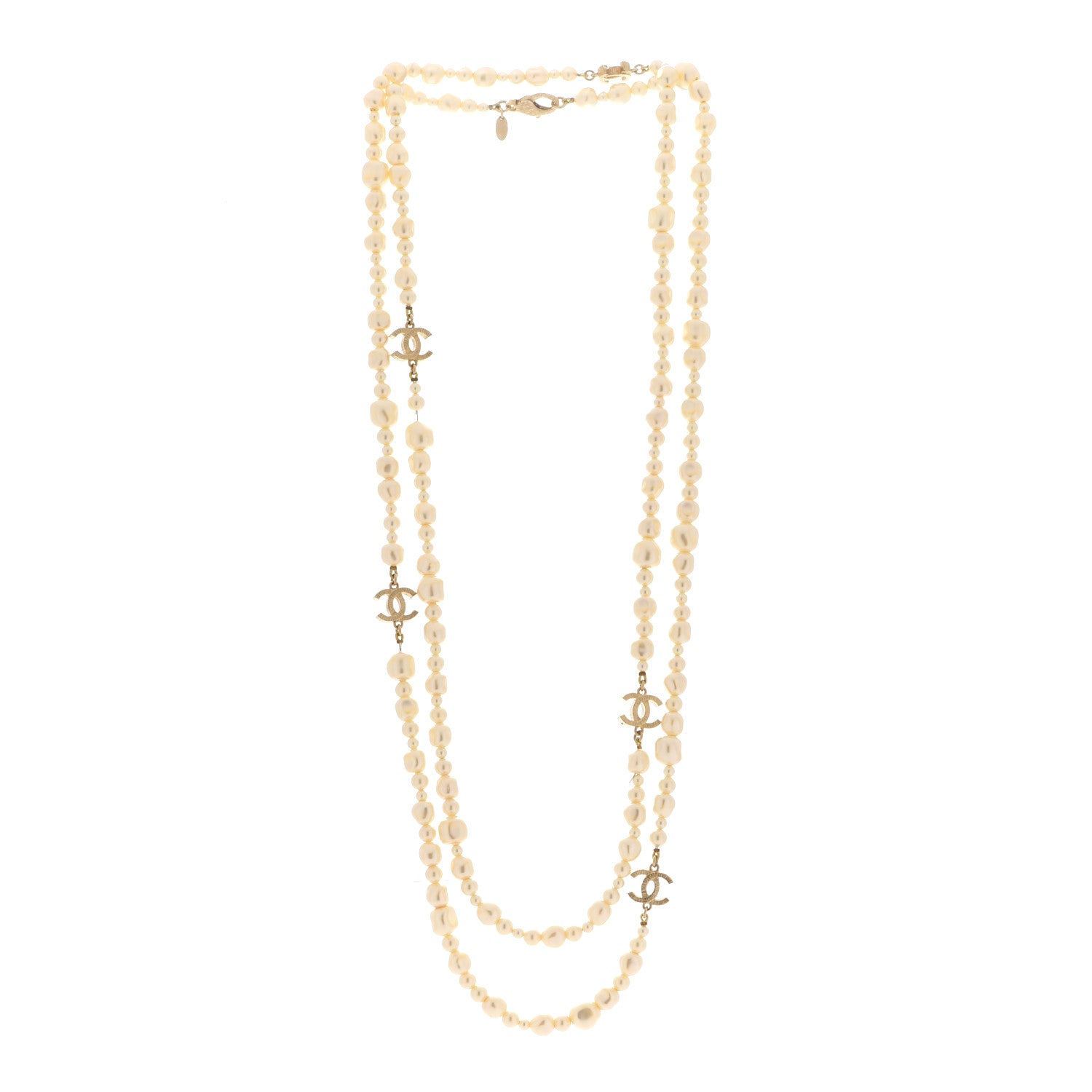 Chanel Pearl CC Long Necklace Light Gold 3 of 5